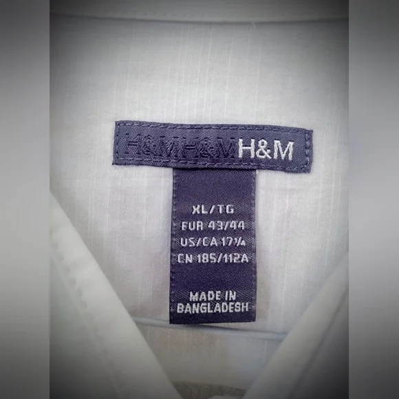 Brand New H&M Men's XL Collared White Button-Down, Light Summer Shirt NWOT - Picture 5 of 10